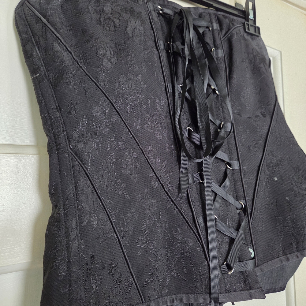 Corset Story Black Lace-Up Floral Corset Size UK 20 (US 14)